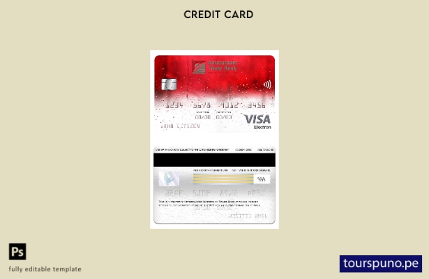 listo para imprimir plantilla de tarjeta electrónica visa Amsterdam Trade Bank d
